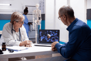Neurologist consulting patient