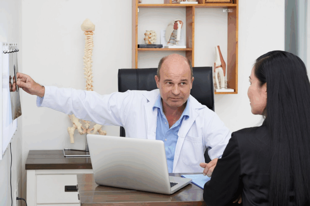 Patient consulting a neurologist during the first appointment